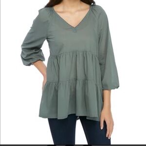 True Craft Cotton Striped Tiered Boho Top Small